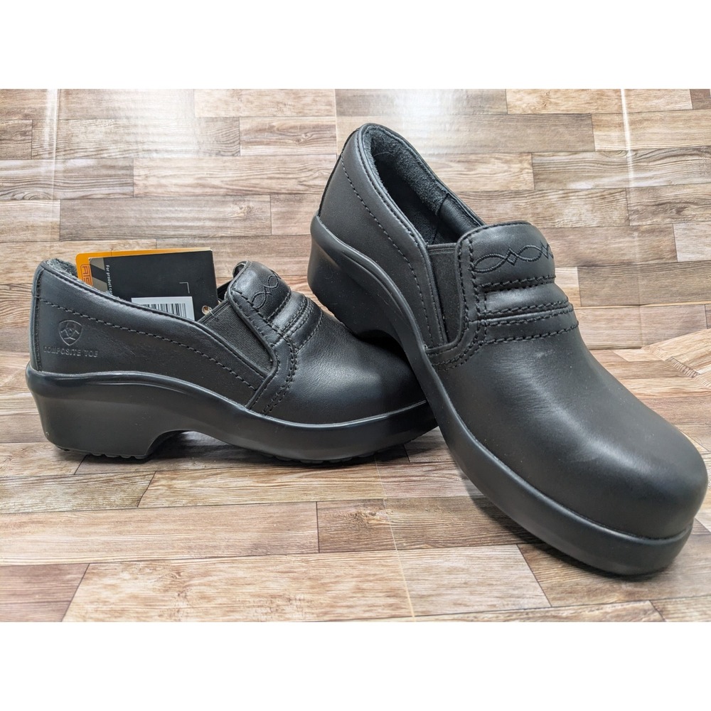Aariat Work Expert Clog Composite Toe Slip On Black Shoes Women's Size 7